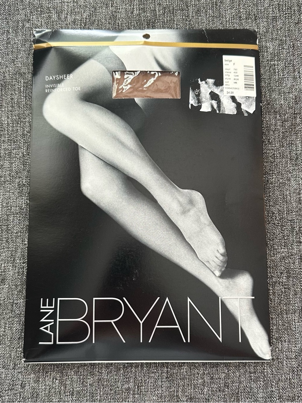 NEW Lane Bryant Daysheer Invisible Reinforced Toe Pantyhose Beige VTG Size F
